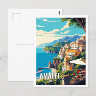 Postal Lugares famosos de viaje de Amalfi Italia
