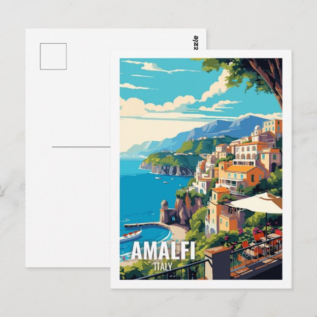 Postal Lugares famosos de viaje de Amalfi Italia (Anverso / Reverso)