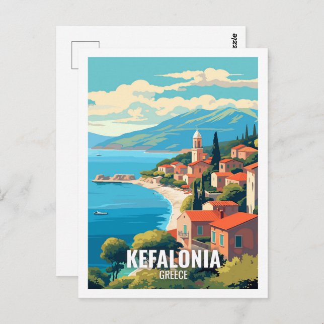 Postal Lugares famosos de viaje de Kefalonia Grecia (Anverso / Reverso)