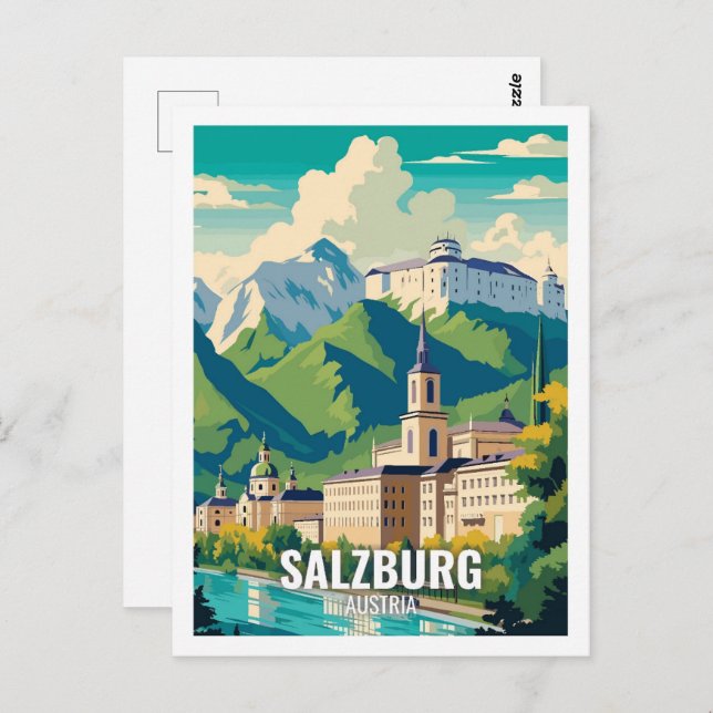 Postal Lugares famosos de viaje de Salzburgo Austria (Anverso / Reverso)