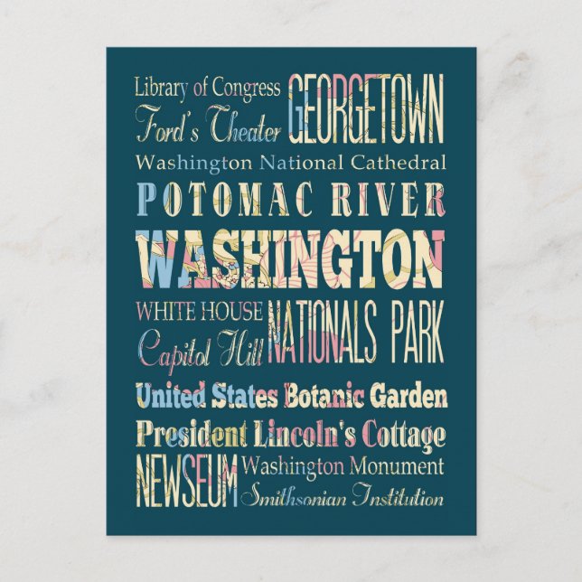 Postal Lugares famosos de Washington, Distrito de Colombi (Anverso)