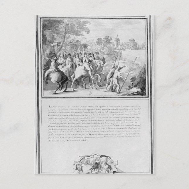 Postal Luis II de Borbón Príncipe de Conde con (Anverso)