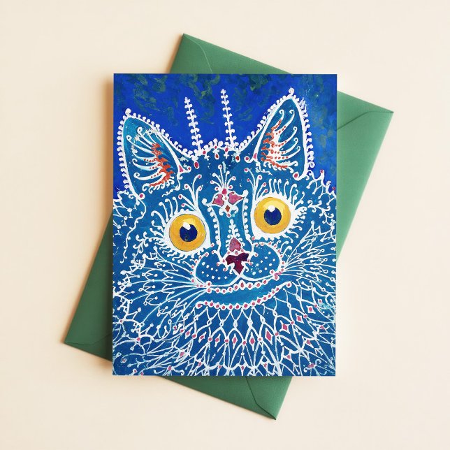 Postal Luís Wain Psychedelic Blue Cat Pinintage (Subido por el creador)