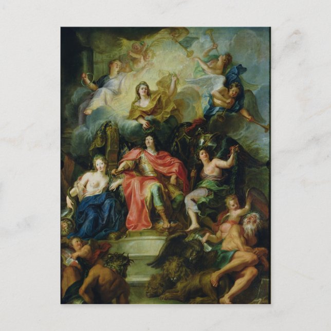 Postal Luis XIV coronado por la gloria, c.1686 (Anverso)