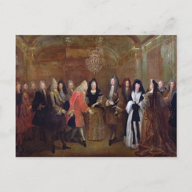 Postal Luis XIV da la bienvenida al elector de Sajonia (Anverso)