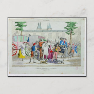 Postal Luis XVI y su familia llevados al Templo