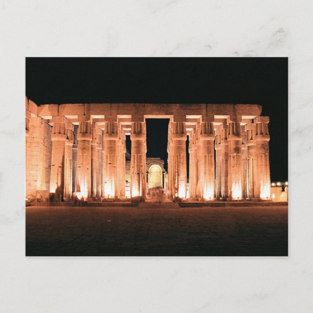 Postal Lujo, Egipto, monumentos en el Salón del Templo de (Anverso)