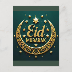 Postal Lujo Eid Mubarak dorado 
