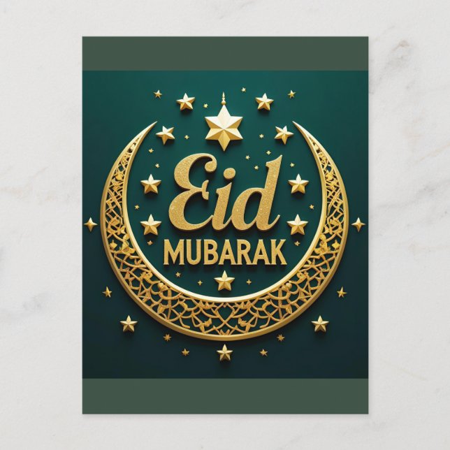 Postal Lujo Eid Mubarak dorado  (Anverso)