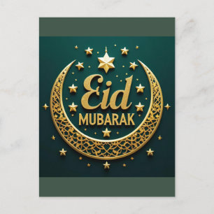 Postal Lujo Oro Verde Eid Mubarak
