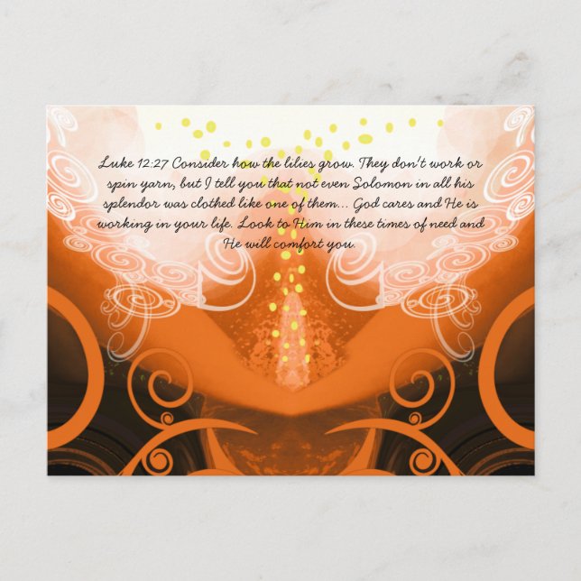Postal Luke 12:27 Considerar cómo crecen las mentiras. (Anverso)