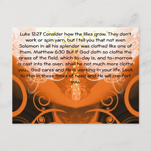 Postal Luke 12:27 Considerar cómo crecen las mentiras. (Anverso)