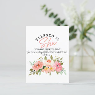 Postal Luke 1:45 bendecida es su escritura floral