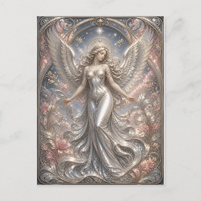 Postal Lumina Ascendant – Retrato de Ángel Celestial (Anverso)