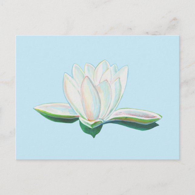 Postal Luminoso de flor blanco Lotus (Anverso)