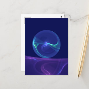 Postal Luminoso sueño morado azul abstracto arte fractal