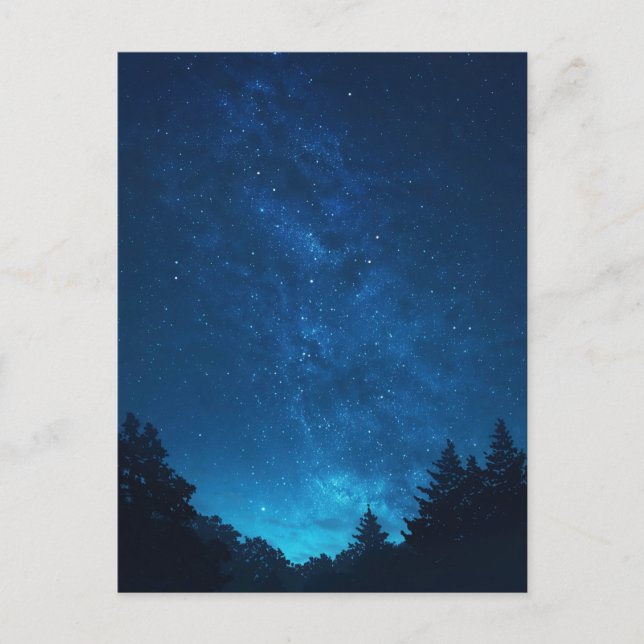 Postal Luminous Blue Milky Way Forest (Anverso)
