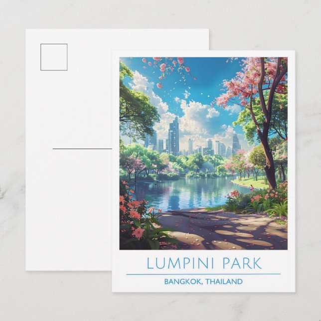 Postal Lumpini Park Bangkok Viajes de época en Tailandia (Anverso / Reverso)