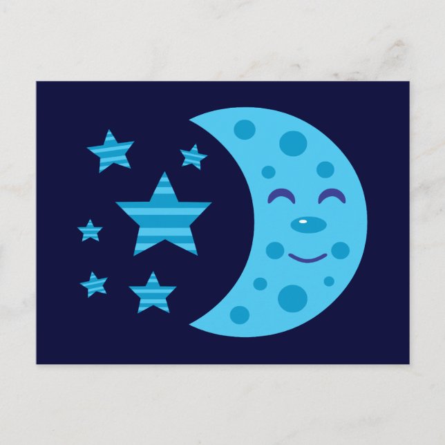 Postal Luna azul y estrellas a rayas (Anverso)