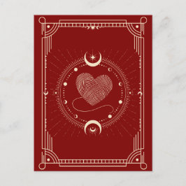 Postal Luna boho de tarot de romance rojo