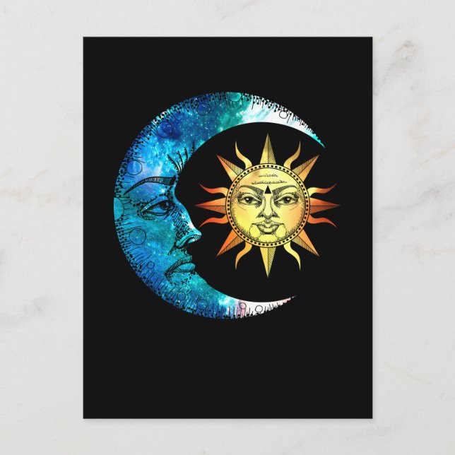 Postal Luna Celestial Sol Espiritualidad Luna Arte (Anverso)