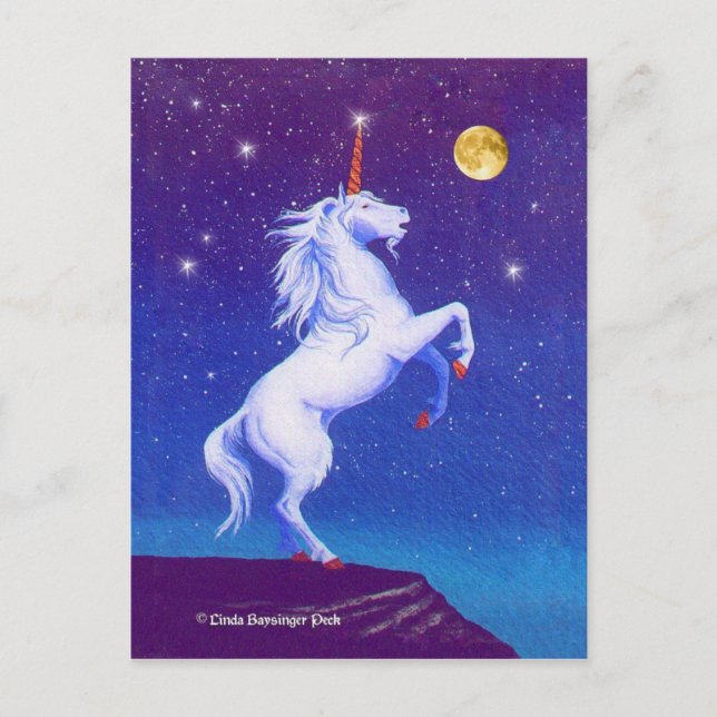 Postal Luna completa de Unicornio mítico (Anverso)