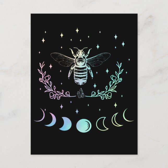Postal Luna creciente abeja Wicca gótico pastel insecto m (Anverso)