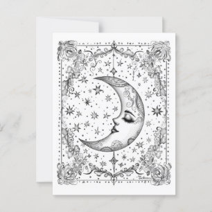 Postal Luna Creciente Caprichosa   Colorea la tuya