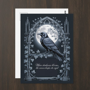 Postal Luna Cuervo Gótico Academia Oscura