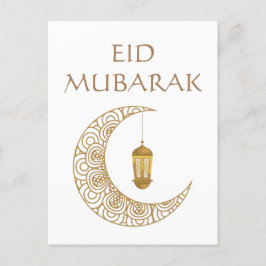 Postal Luna de Creciente Dorado y Linterna Eid Mubarak Is