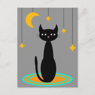 Postal Luna de gato negro