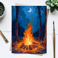 Luna de hoguera | Pintura de acuarela de la natura