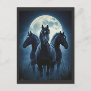 Postal Luna de tres caballos