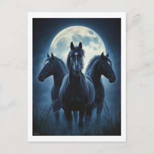 Postal Luna de tres caballos