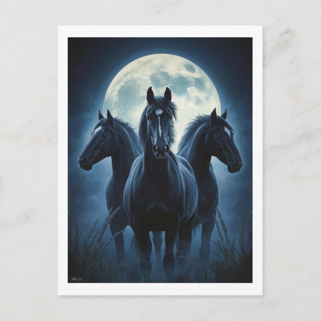 Postal Luna de tres caballos (Anverso)