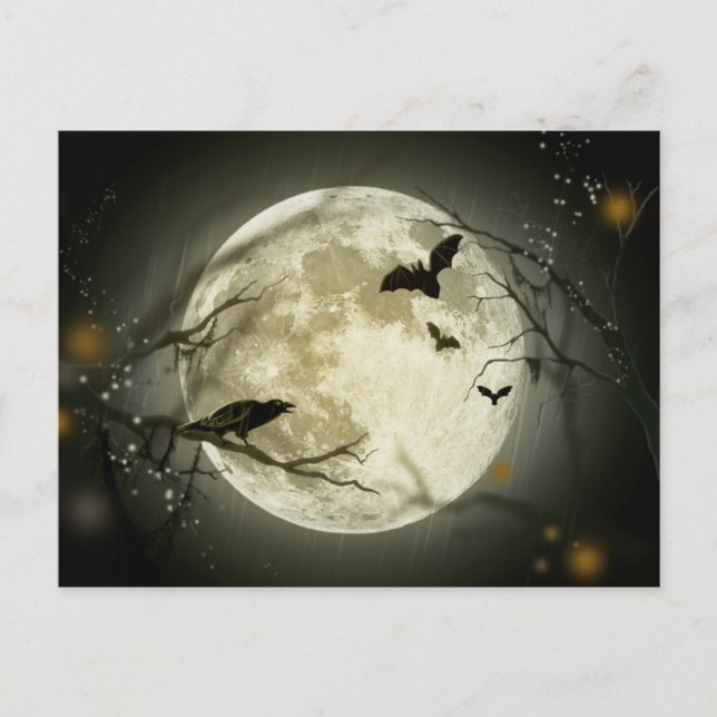 Postal Luna llena de Halloween (Anverso)
