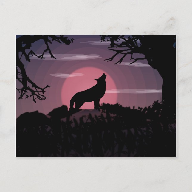 Postal luna llena de lobo (Anverso)