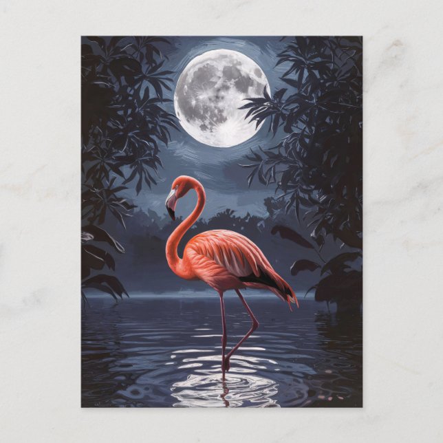 Postal Luna Llena Dramática Flamingo (Anverso)