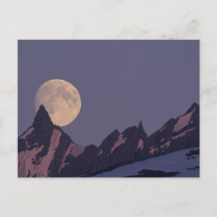 Postal Luna Llena se Eleva   Montañas Chugach Alaska