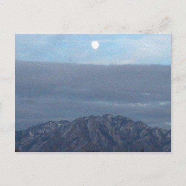 Postal Luna Llena Sobre El Monte Olympus Utah (Anverso)