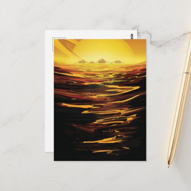 Postal Luna más grande de Titán en el planeta Saturno (Anverso/Reverso In Situ)