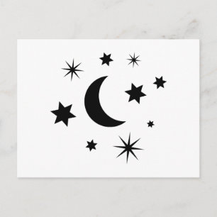 Postal Luna Negra y Estrellas