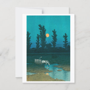 Postal luna nocturna ukiyoe hasui No52 sobre Nakanosima