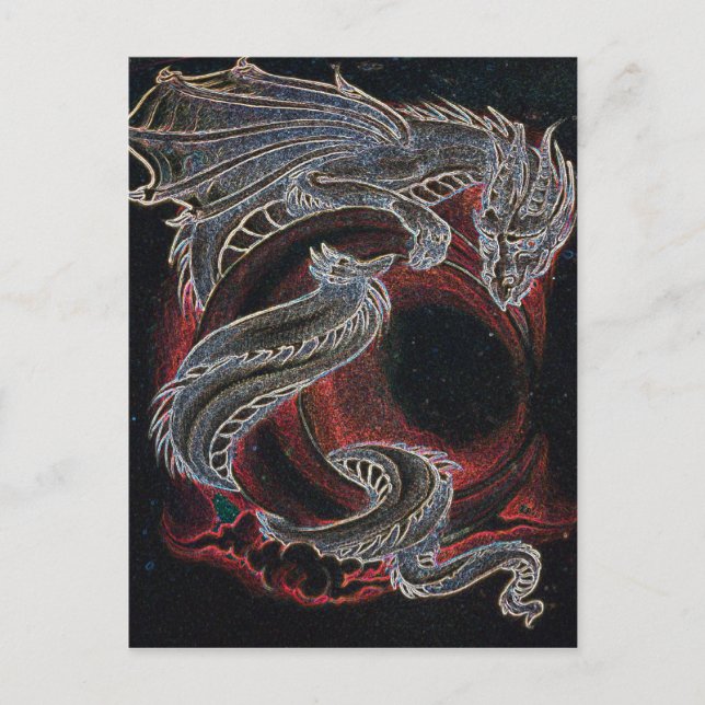 Postal Luna Roja Dragón Blanco (Anverso)