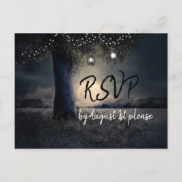 Postal Luna romántica y linternas en árboles RSVP