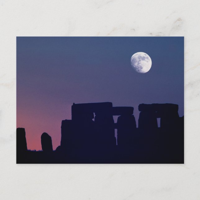 Postal Luna sobre Stonehenge | Wiltshire, Inglaterra (Anverso)