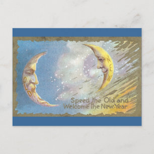 Postal Luna vieja y luna nueva