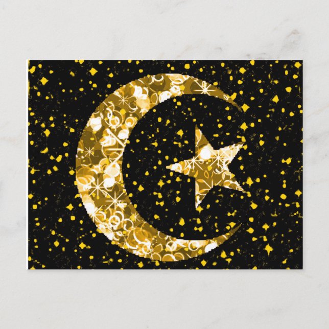 Postal Luna y estrella de Ramadan Kareem (Anverso)