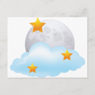 Postal Luna y estrellas