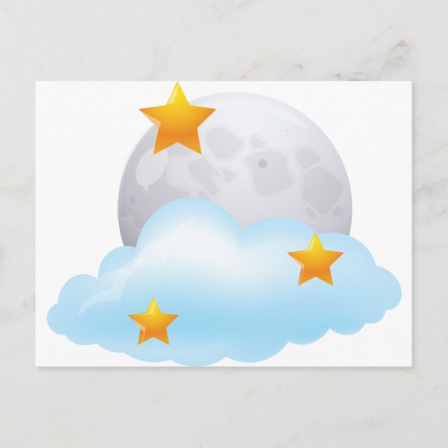 Postal Luna y estrellas (Anverso)